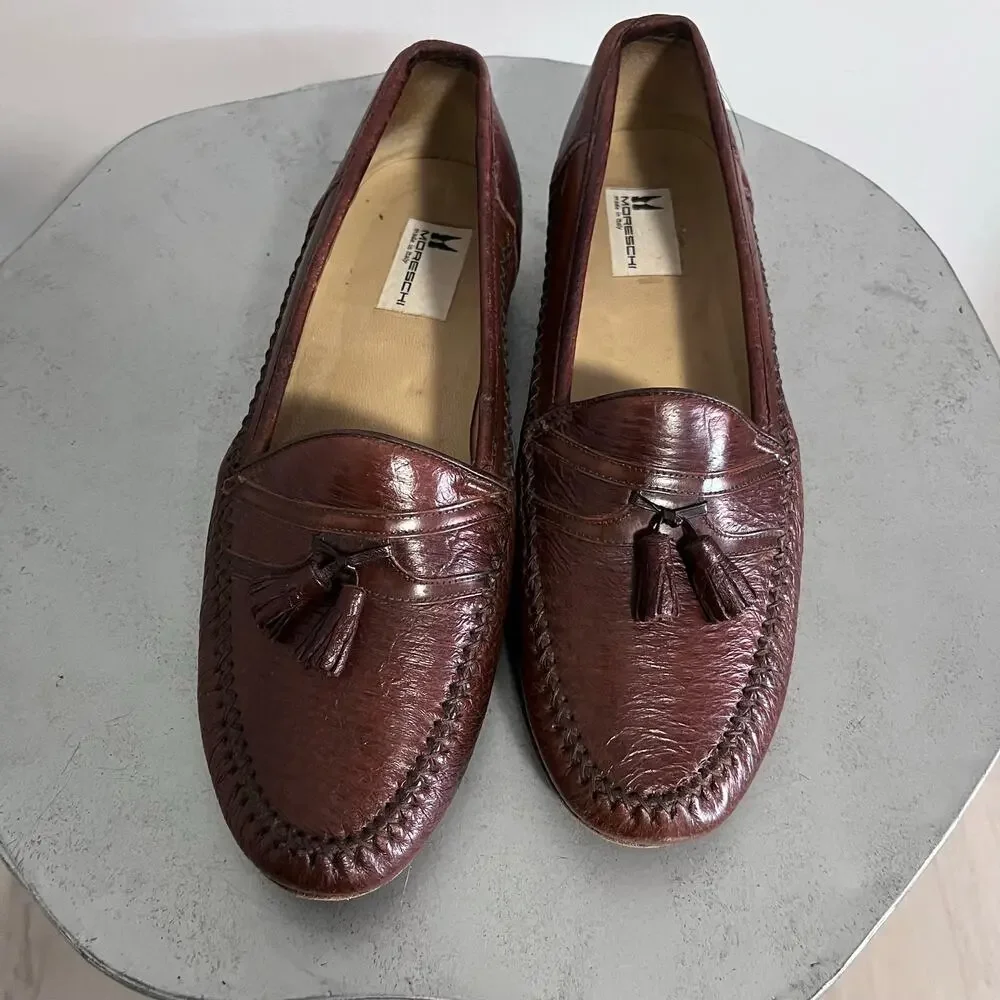 Vintage Moreschi Italy Brown Leather Tassel Loafers Men’s Size 9 Italy